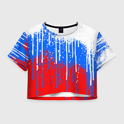 Футболка 3D укороченная женская Патриот - флаг, цвет: 3D-принт