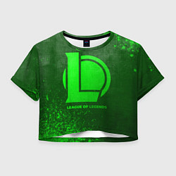 Футболка 3D укороченная женская League of Legends - green gradient, цвет: 3D-принт