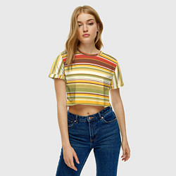 Футболка 3D укороченная женская Горизонтальные полосы, цвет: 3D-принт — фото 2