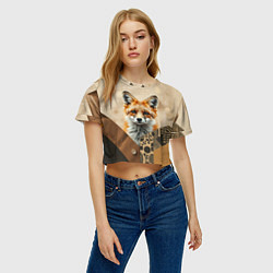 Футболка 3D укороченная женская Удивительный рыжий лисёнок, цвет: 3D-принт — фото 2