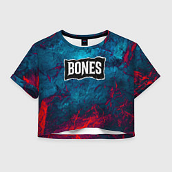 Футболка 3D укороченная женская Логотип Bones, цвет: 3D-принт