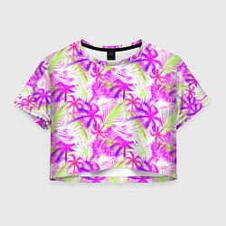 Футболка 3D укороченная женская Palm tree pink, цвет: 3D-принт