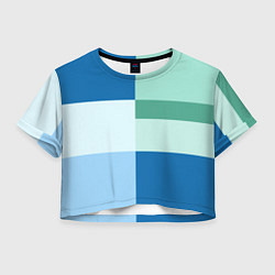 Футболка 3D укороченная женская Мятное небо колор-блок, цвет: 3D-принт