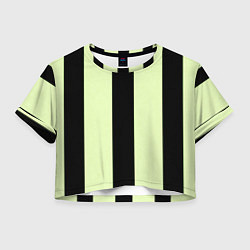 Футболка 3D укороченная женская Color light green black line, цвет: 3D-принт