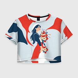 Футболка 3D укороченная женская Морячка встречает своего, цвет: 3D-принт