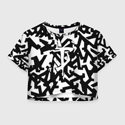 Футболка 3D укороченная женская Doom x half life pattern, цвет: 3D-принт