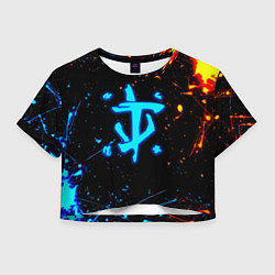 Футболка 3D укороченная женская Doom лёд и пламя краски, цвет: 3D-принт