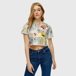 Футболка 3D укороченная женская Цветы и цветочки, цвет: 3D-принт — фото 2