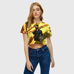 Футболка 3D укороченная женская XXXTentacion в пиджаке с битой, цвет: 3D-принт — фото 2