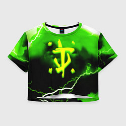 Футболка 3D укороченная женская Doom шторм кислотное лого, цвет: 3D-принт