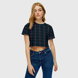 Футболка 3D укороченная женская Color black stripes, цвет: 3D-принт — фото 2