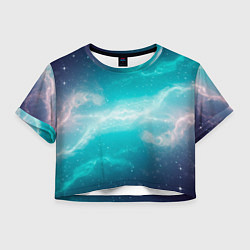 Футболка 3D укороченная женская Галактическое сияние небес, цвет: 3D-принт