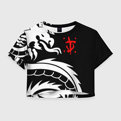 Футболка 3D укороченная женская Doom dragon steel, цвет: 3D-принт