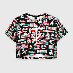 Футболка 3D укороченная женская Doom x fortnite glitch, цвет: 3D-принт