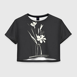 Футболка 3D укороченная женская Ваза с цветами, цвет: 3D-принт
