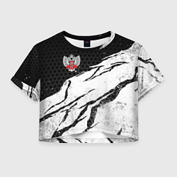 Футболка 3D укороченная женская Федерация бокса России - белый затертый, цвет: 3D-принт