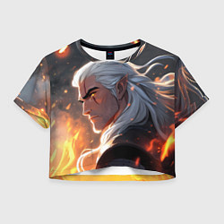 Футболка 3D укороченная женская Ведьмак в аниме стиле, цвет: 3D-принт