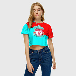 Футболка 3D укороченная женская Liverpool краски текстура штрихи, цвет: 3D-принт — фото 2