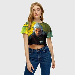 Футболка 3D укороченная женская Ведьмак аниме стиль, цвет: 3D-принт — фото 2