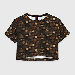 Футболка 3D укороченная женская Монеты - паттерн, цвет: 3D-принт