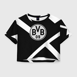 Футболка 3D укороченная женская Borussia black geometry, цвет: 3D-принт