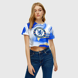 Футболка 3D укороченная женская Фк Челси, цвет: 3D-принт — фото 2