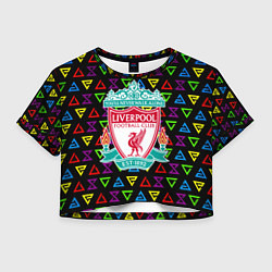 Футболка 3D укороченная женская Liverpool pattern neon, цвет: 3D-принт