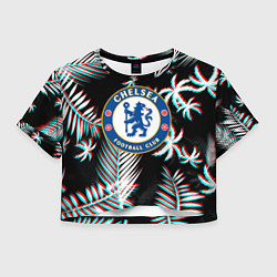 Футболка 3D укороченная женская Chelsea тропики глитч текстура, цвет: 3D-принт