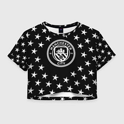 Футболка 3D укороченная женская Манчестер сити звезды, цвет: 3D-принт