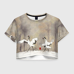 Женский топ Журавли зимняя акварель