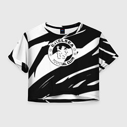 Футболка 3D укороченная женская Челси геометрия полсоы, цвет: 3D-принт