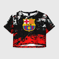 Футболка 3D укороченная женская Barcelona красно белые краски, цвет: 3D-принт