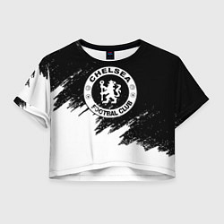 Футболка 3D укороченная женская Чели белые краски текстура, цвет: 3D-принт