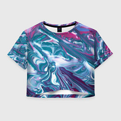 Женский топ Абстракция бело сине красный мрамор