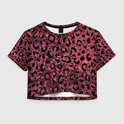 Футболка 3D укороченная женская Тёмный пыльно-розовый стилизация под леопарда, цвет: 3D-принт