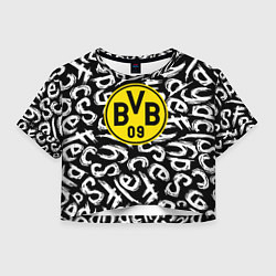 Футболка 3D укороченная женская Borussia надписи гейм, цвет: 3D-принт
