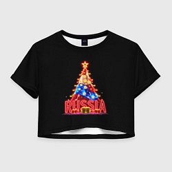 Футболка 3D укороченная женская Christmas day, цвет: 3D-принт