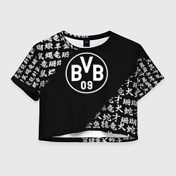 Футболка 3D укороченная женская Borussia китайские символы текстура, цвет: 3D-принт