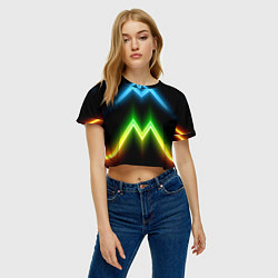 Футболка 3D укороченная женская Neon multicolored lines, цвет: 3D-принт — фото 2