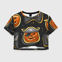 Футболка 3D укороченная женская Пиратский хэллоуин, цвет: 3D-принт