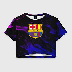 Футболка 3D укороченная женская Барселона неоновый огонь текстура, цвет: 3D-принт
