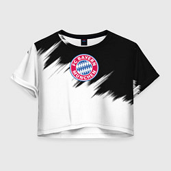 Футболка 3D укороченная женская Бавария Мюнхен черно белые штрихи, цвет: 3D-принт