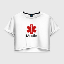Футболка 3D укороченная женская Медик, цвет: 3D-принт