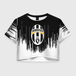 Футболка 3D укороченная женская Ювентус текстура полосы спорт, цвет: 3D-принт