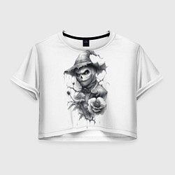 Футболка 3D укороченная женская Eerie Scarecrow, цвет: 3D-принт