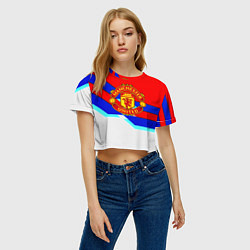 Футболка 3D укороченная женская Манчестер Юнайтед полосы геометрия, цвет: 3D-принт — фото 2