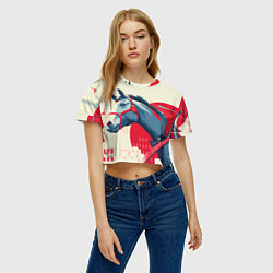 Футболка 3D укороченная женская Лошадь в абстрактном стиле, цвет: 3D-принт — фото 2