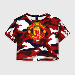 Футболка 3D укороченная женская Манчестер Юнайтед камуфляж, цвет: 3D-принт