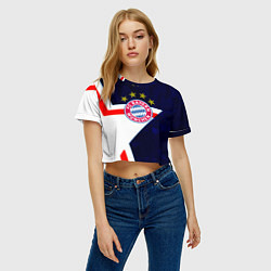 Футболка 3D укороченная женская Бавария звезды геометрия, цвет: 3D-принт — фото 2