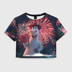 Женский топ Лошадь с подарком на фоне салюта